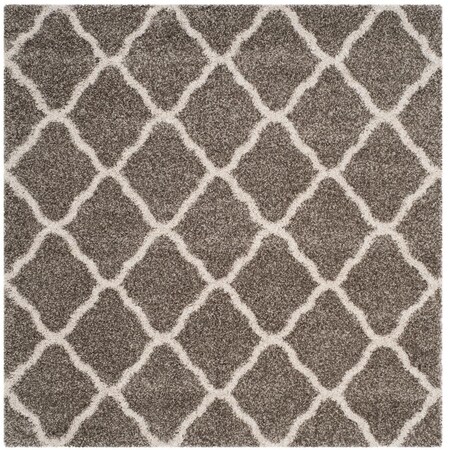 Safavieh 5 x 5 ft. Hudson Shag Power Loomed Square Area Rug; Grey & Ivory SGH283B-5SQ